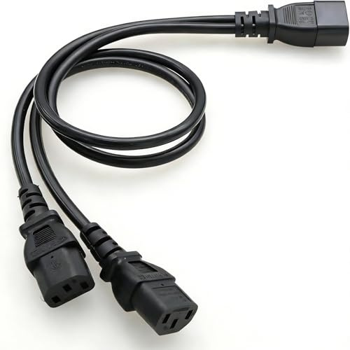 Flomiara C14 auf 2X C13 Verteilerkabel, Kaltgeräte Splitter, IEC 320 C14 Netzkabel, Kaltgeräte Verlängerung, Netzkabel IEC-320 Power Y Typ Splitter Adapter Kabel 250V 10A für Computer Monitor Drucker
