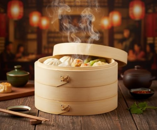 Fakhri Bamboo Steamer 6 Inch with 1 Steamer & 1 Lid