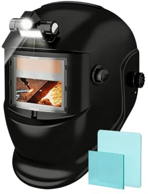 Auto Darkening Welding Helmet - Adjustable Head Shield with Light,Weld Headgear - for Job Site Automotive Repair Maintenance Fabrication Construction Workshop Garage