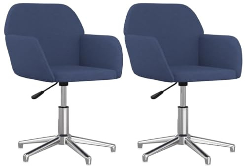 Heofavd Esszimmerstühle 2er Set Drehbar, Moderner Armlehnstuhl mit Stoffbezug, Höhenverstellbarer Polsterstuhl für Esszimmer Wohnzimmer Blau