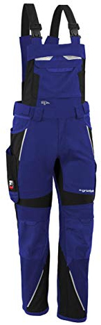 Grizzlyskin Salopette Iron – Pantaloni da Lavoro per Uomini e Donne, Unisex Blaumann, Pantaloni protettivi in Coduro con Molte Tasche, Taglia Normale Fiordaliso/Nero 60