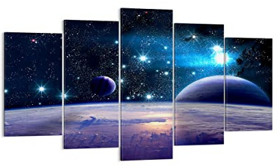 ARTTOR Bilder auf Leinwand 160x85cm Wandbild Weltraum - 3575 | Kosmos Planet Mehrteilige Groß XXL Wanddekoration Wohnzimmer Schlafzimmer Wanddeko Wand Kunstdruck Wandkunst ARTTOR
