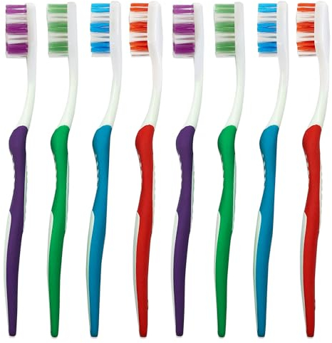 SOL 8pk Manual Toothbrush Multipack, Soft Brushes for Adults & Family, Assorted Colours, Firm Bristles for Effective Cleaning, Disposable, Ideal for Daily Oral Care