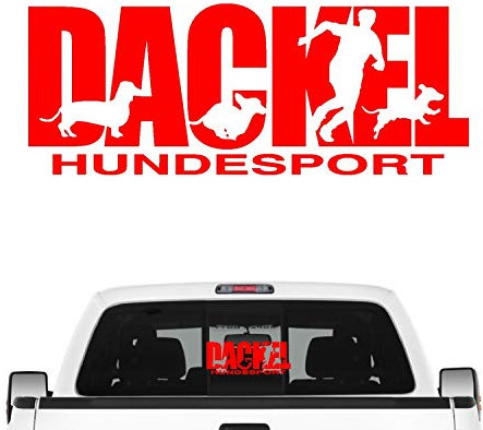 siviwonder Dackel Hundesport Auto Aufkleber Hund Folie Dachshund Wiener Teckel Farbe Rot, Größe 30cm
