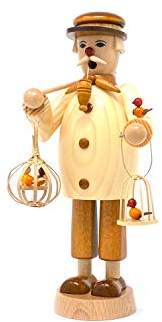 Drechslerei Friedbert Uhlig, Räuchermännchen Nr. 034, Vogelhändler, 25 cm hoch, aus regionalem Holz gedrechselt, echte Handarbeit aus dem Erzgebirge, Weihnachten, Holzkunst, Echtholz