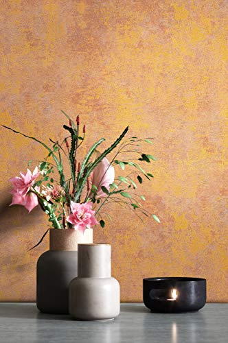 NEWROOM Tapete Orange Vliestapete Leicht Glänzend - Uni Modern Braun Bronze Struktur Monochrom Einfarbig Schlicht inkl. Tapezier-Ratgeber