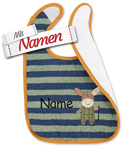 LALALO Sterntaler Emmilius Lätzchen mit Namen bestickt, wasserdicht, Baby & Kleinkind Spucktuch, Klettlätzchen Halstuch/Babylätzchen personalisiert