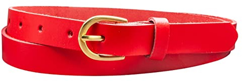 Vascavi Ledergürtel, 2 cm breit, Echtes Leder, Unisex Gürtel für Damen und Herren, MADE IN GERMANY, AM110-SL-Rot-105