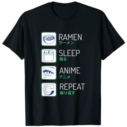 Ramen Sleep Anime Repeat Funny Japanese Retro Kawaii T-Shirt