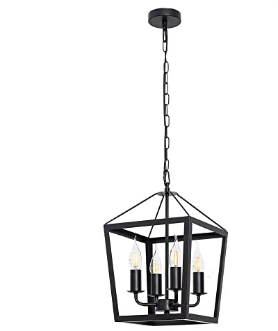 Bel Air Home Nora Pendelleuchte 4 x E-14, schwarze Ausführung | 4 Leuchten E-14 Metall modernes Design für Esszimmer, Wohnzimmer, Schlafzimmer oder Wohnzimmer (inkl. Montagematerial)