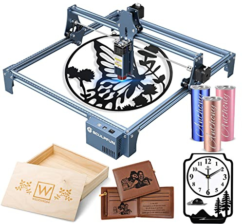 SCULPFUN S9 Grabadora Laser Máquina de grabado láser de 90 W con láser de diodos de 5,5 W enfoque fijo grabado y corte de madera de 15 mm, 410 x 420 mm