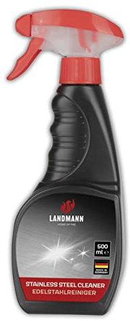 LANDMANN Edelstahlreiniger | Für die Reinigung & Pflege von Edelstahlflächen | Entfernt Kalk & Schmutz | Langfristiger Schutz vor Flecken & Fingerabdrücken | Praktische Nebelspray-Sprühflasche [500ml]