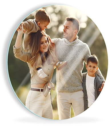 WallArena Personalisierter Bilder Foto auf Glas ⌀ 30 cm - Wandbilder Wohnzimmer Rund - Wanddeko Bild Runde - Wandbild selbst gestalten – Fotogeschenk personalisiert – Dekobild - Poster