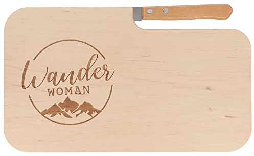Spruchreif · Tabla de cortar con cuchillo · Tabla de pan con grabado · Tabla de madera con cuchillo · Regalos para excursionistas · Regalos para exteriores · Desayuno al aire libre · Wander Woman