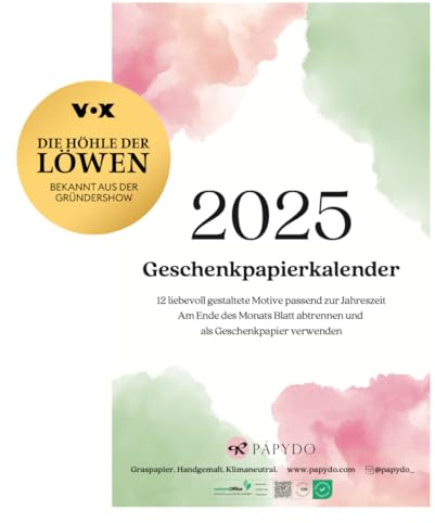 PÁPYDO Geschenkpapierkalender Wandkalender 2025 Designkalender