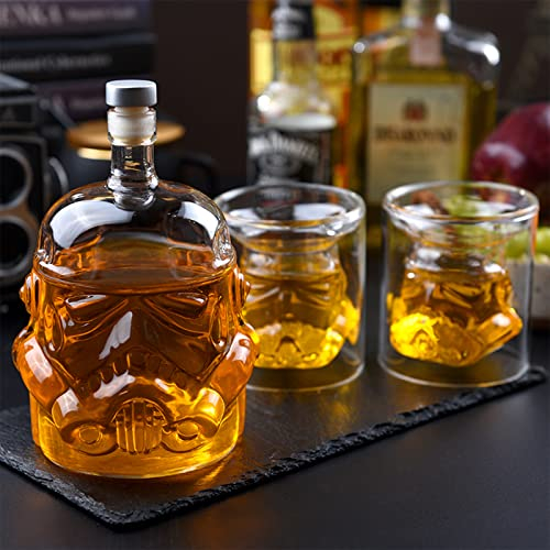 BestAlice - Carafe à whisky créative de 750 ml avec 2 verres, carafe transparente en verre, cadeau pour bourbon, écossais, cognac