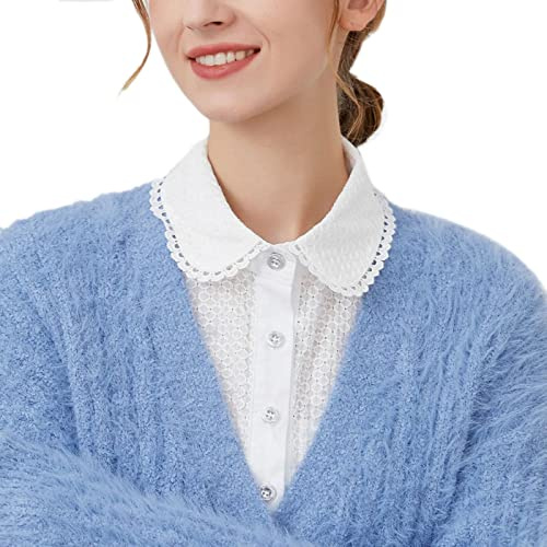 NiceYnn Detachable Victorian Pleated Lapel Shirt Collar Vintage Elegant Girls Women's False Collar Chiffon Half Shirt Blouse Mock Neck Top