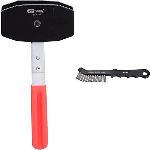 KS Tools 150.2194 Ratschen-Bremskolben-Rücksteller, umschaltbar & HAZET Bremssattelbürste 4968-2 | Schmale Ausführung, Kunststoff-Griff mit Aufhängebohrung