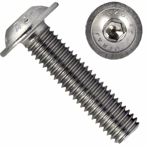 Lot de 25 Vis à Tête Bombée Avec Bride et Six Pans Creux, Galvanisées et Inoxydables (M3 x 10)