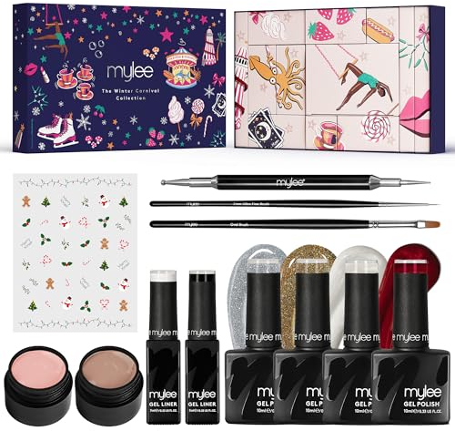 Mylee Winter Carnival Collection, Gellackfarben + Zubehör, Maniküre, Pediküre UV/LED Lack für Professionellen Gebrauch im Salon und zu Hause [Weihnachten 2023] Lang Anhaltend und Einfach Aufzutragen