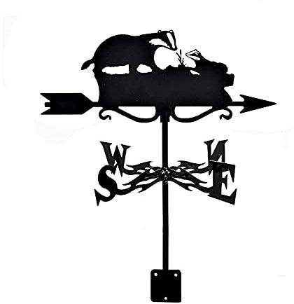 ROLTIN Veleta, Veleta, Cazador, Sabueso, Tejón, Ardilla, Veleta, Veleta de Acero Inoxidable, Indicador de Dirección para Techo Exterior, Montaje en Jardín, Decoración de Patio, 35X50cm