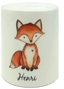Spardose Fuchs personalisiert mit Namen (Ohne Wimpelkette)