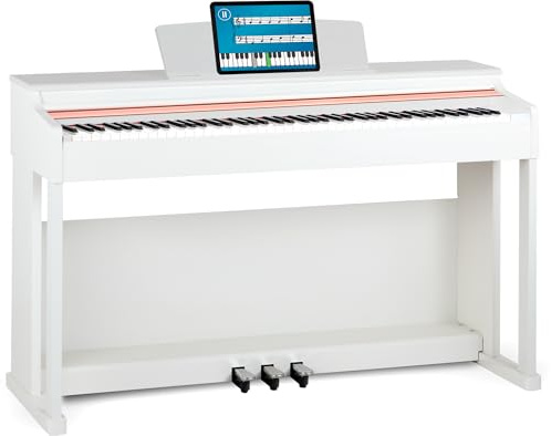 McGrey DP-19 WM E-Piano - 88 gewichtete Tasten mit Hammermechanik und Anschlagdynamik - 8 Klänge - Dual- und Transpose-Funktion - Tastaturabdeckung - 3 Pedale - Weiß matt