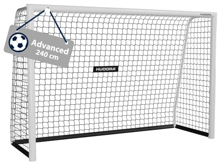 HUDORA But de Football Advanced 120/180/240/300 I pour Enfants/Adolescents & Adultes I But de Football pour Jardin I Résistant aux Intempéries & Stable avec Un Filet à Mailles Serrées