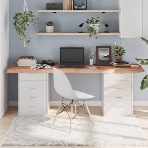 ZEYUAN Tischplatte Hellbraun 200x50x6 cm Massivholz Eiche Behandelt, Arbeitsplatte, Holzplatte, Schreibtischplatte, Waschtischplatte, Küchenarbeitsplatte - 3156398