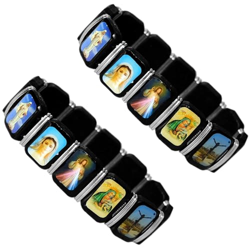 Kaltner Präsente Geschenkidee – Heiligenarmband Armband aus Holz mit Heilige Jesus Maria Engel Madonna Gott