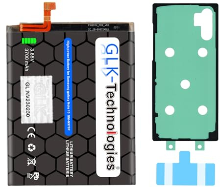GLK-Technologies High Power Replacement Battery Compatible with Samsung Galaxy Note 10 N970F EB-BN970ABU Original Battery 3700 mAh Includes 2 x Adhesive Tape Sets