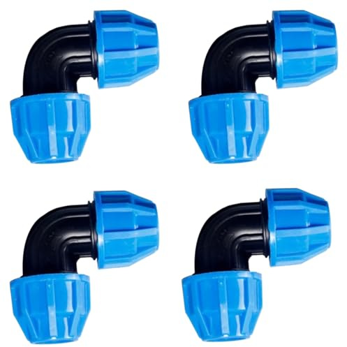 GESDYO 4 Stück 25mm PE Rohr Verschraubung Winkel 90° Pe Rohr Verbinder Kunststoff Winkelverbinder PP Fitting Verschraubung für PPR, PE, PVC und andere Wasserrohre