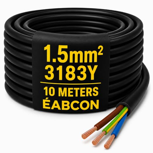 10 METERS OF 3 CORE BLACK FLEX 1.5MM² 3183Y FLEXIBLE CABLE 13 amp 230 volt
