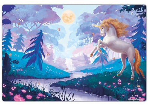 Schreibtischunterlage 60 x 40 cm, Einhorn Bastel-Unterlage, Schreibtischmatte aus hochwertigem Vinyl, Schreibtisch-Matte, Geschenk Einschulung, Made in DE, BPA-frei | Design: “Magical Forest Unicorn“