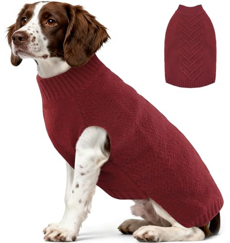 Katzinst Hundepullover XL, Strickwaren Pullover Hund für Grosse Hunde, Dicken Material Hundepulli Haustiermantel für Winter, Fleece Hund Pullover für Beagle, Border Collie, Rot, XL