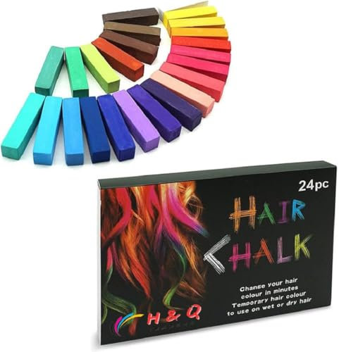 Hair Chalk, 24-Color Set Non-Toxic Temporary Hair Dye Pastels for Women, Girls, Kids, Teens, and Adults - Easy to Apply, Washable, Vibrant, and Safe Hair Coloring Solution H&Q