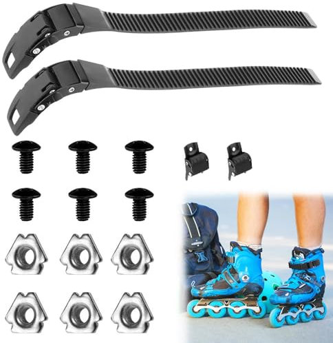 Tokaneit Universal Inline Skate Schuhe Strap mit Schnalle Schrauben,Rollschuh Skate Gurte,Ersetzen sie die Rollschuhschnürsenkel,Verstellbare Roller Skate Schuh Schnalle 2 Stück