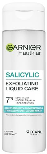 Garnier Salicylic Exfoliating Liquid Care – Cuidado facial líquido con efecto exfoliante para suavizar las impurezas y una tez uniforme, 120 ml