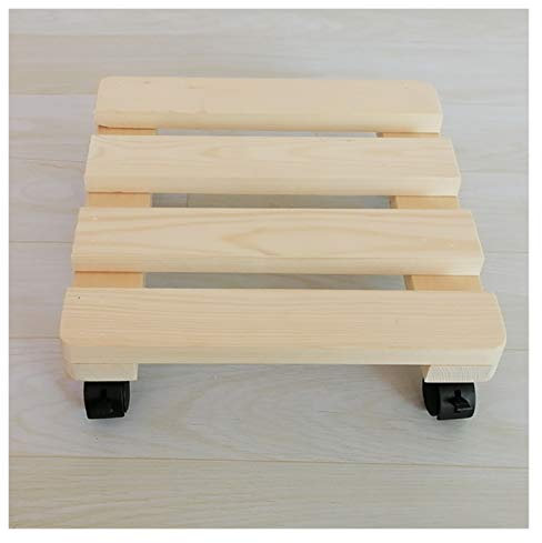 Carrello quadrato per piante con ruote resistenti, per uso interno ed esterno, supporto in legno per piante da giardino