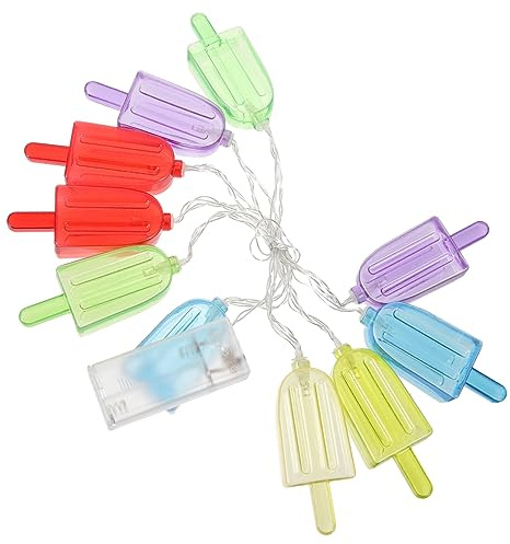 OKUMEYR LED Lichterkette mit Eiscreme Motiv 1,5m 10 Leds Kunststoff Ip44 Dekorative Beleuchtung für Kinderzimmer und Feier Zufällige Farbe