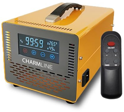 Charmline Smart Ozongenerator 40000mg/h zur Beseitigung von Gerüchen in Zimmern,Autos,Tierbereichen und Kellern, Ozongenerator Auto, Ozongerät Wohnung mit Fernbedienung bis zu 500㎡, Orange