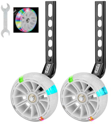 FORTOP Ruote da Bicicletta per Allenamento, Coppia di Ruote Posteriori Resistenti con Kit di Stabilizzatori Montati per Bici a Singola Velocità per Bambini e Ragazzi con 12 14 16 18 20 Pollici