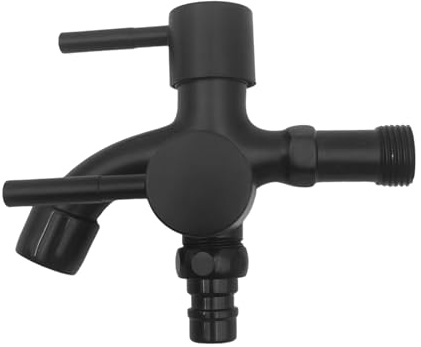 Rubinetto doppio in lega da 1/2 pollici, universale, doppio rubinetto da giardino, rubinetto multifunzione 2 in 1, per parete, bagno, angolo, giardino, rubinetto esterno, balcone