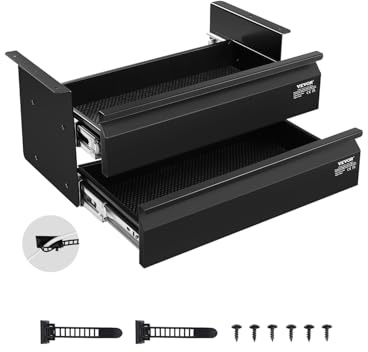 VEVOR Tiroir Coulissant sous Bureau, 457x227x200 mm, Tiroir Organisateur de Rangement sous Bureau Caché à 2 Couches, Capacité de Charge 5 kg, pour Maison sous Table, Poste de Travail Assis-debout