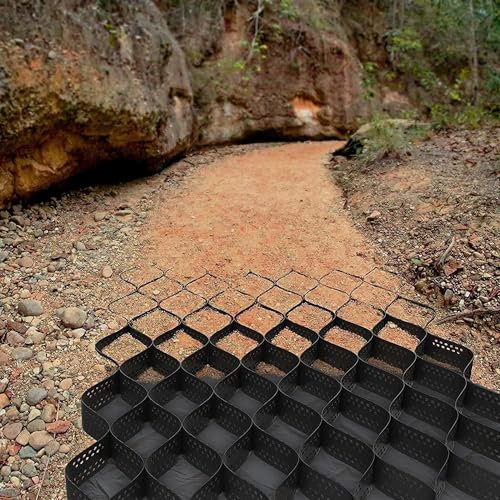 Bodengitter-Stabilisator für Gehwege, Auffahrt, Kies, durchlässiges und wiederverwendbares Neigungsgitter mit schneidbarer Beton-Schlammkontrolle, 10,2 cm Höhe