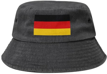 Flagge Deutschlands Unisex Baumwolle Sommer Fischerhüte Vintage Sonnenhut Faltbar Strandhut Für Urlaub Reisen Wandern