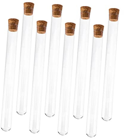 Alipis Glass Test Tubes Well Sealed and Sturdy with Wooden Plugs 8pcs round Bottom Tubes for Experiment Equipment at Home