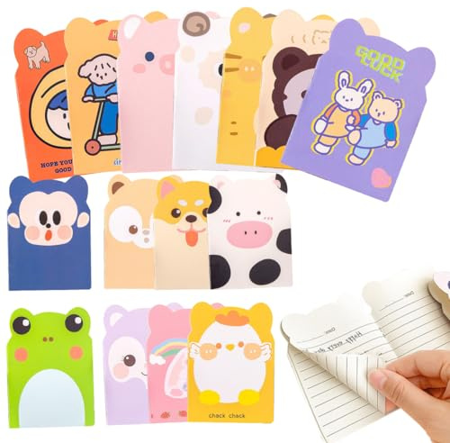 HABNI 15 Stück Tagebuch Notizbuch, Tragbar Tagebuch, 12×8cm Niedliche Cartoon Tier Mini Notizbücher, Niedliche Cartoon Weiche Abdeckung (16 Blatt), für Kursnotizen, Reise, Listen zu Erstellen