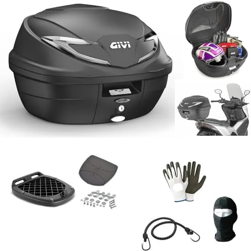 KOMPATIBEL MIT Honda SH 125 Koffer TOPCASE B360NT2 TECH 39-Liter + KIT ZUR Befestigung AM GEPÄCKTRÄGER VON Motorrad UND Roller FÜR 2 HELME