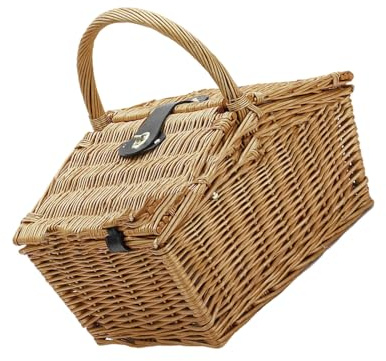 Picknickkorb im Vintage-Stil, rustikaler Picknickkorb, Retro-Stil, Rattankorb für draußen und Versammlungen